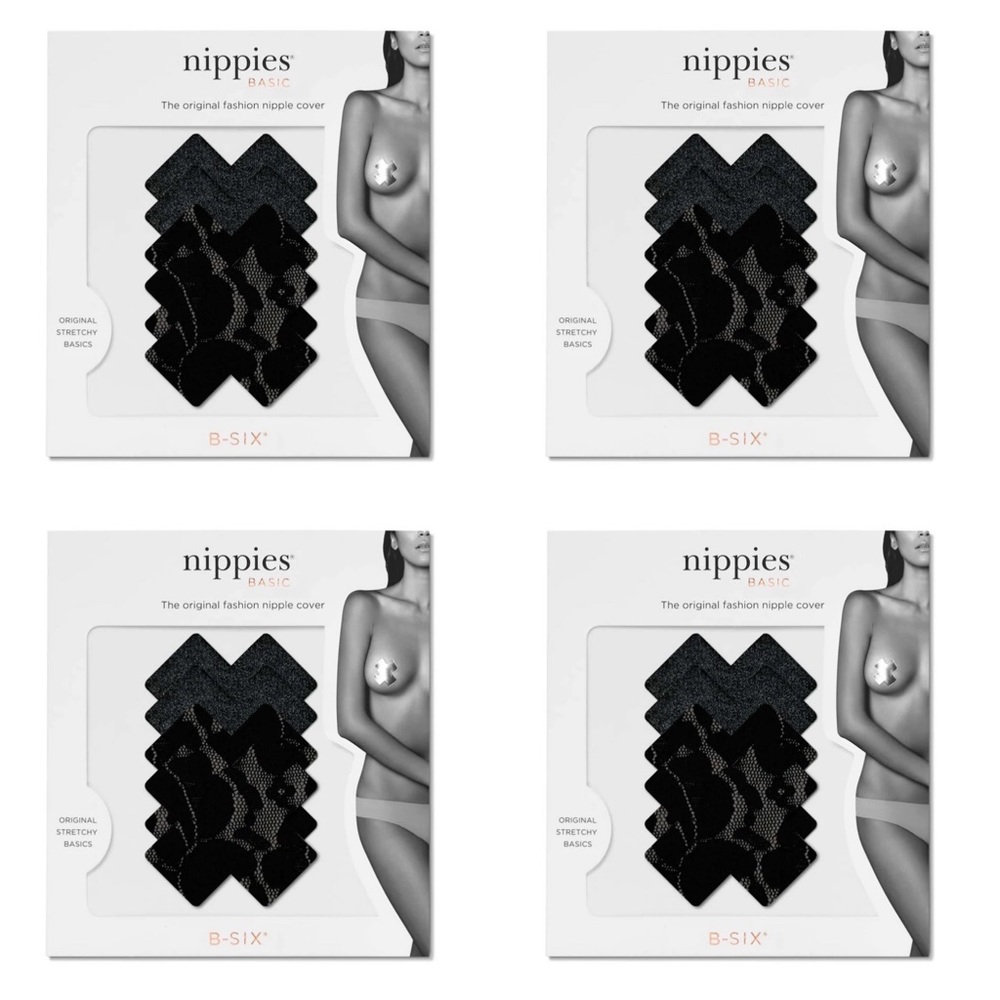B-SIX NIPPIES BASICS LACE NIPPLE COVERS - 4 PACK - SIZE C